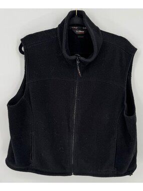 L.L. Bean Outdoors Black Fleece Vest Full-Zip Sleeveless Jacket Womens Size XL